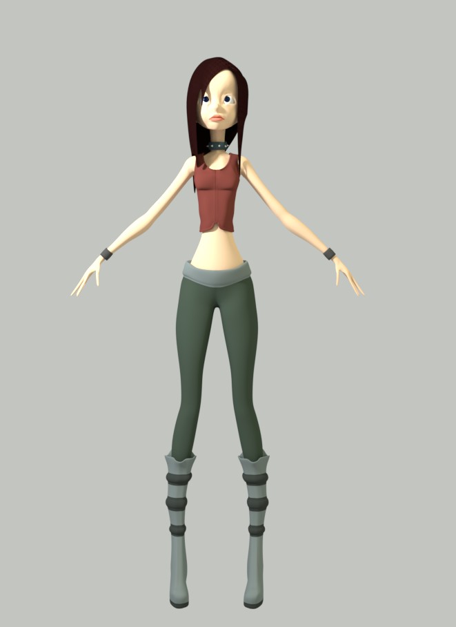 Cute Girl Cartoon Character - Rigged & Textured preview image 4